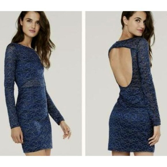 Express Dresses & Skirts - Express Metallic Lace Cut Out Back Sheath Dress L